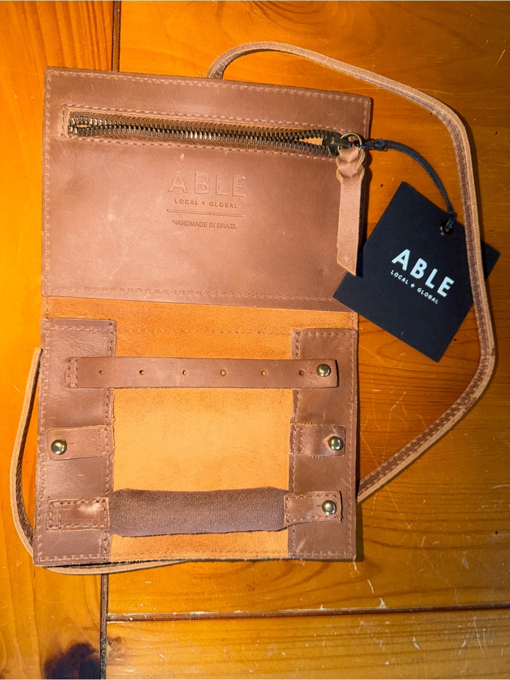 ABLE Sarah Leather Jewelry Roll NWT